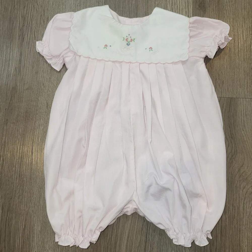 Vintage Carters Girls 6 Months 90's Y2K Bubble Romper‎ Light Pink